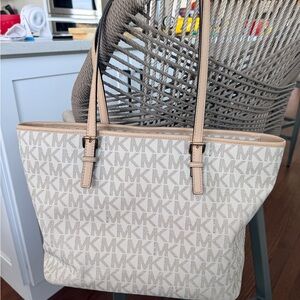 Michael Kors Light Beige MK Logo Tote